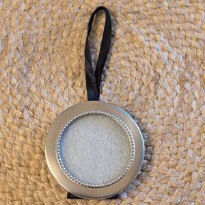 Eddie Bauer Home Silver Satin Ornament Picture Holder with Black Ribbon